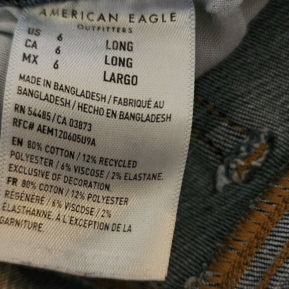 American Eagle Skinny Jeans 6L – Super Soft Stretch Blue Denim Mid Rise Long - Picture 10 of 11